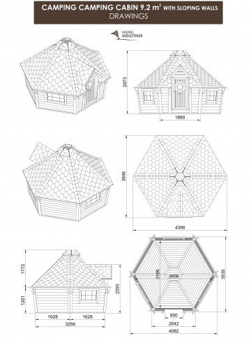 Camping cabin 9.2 m2 with sloping walls