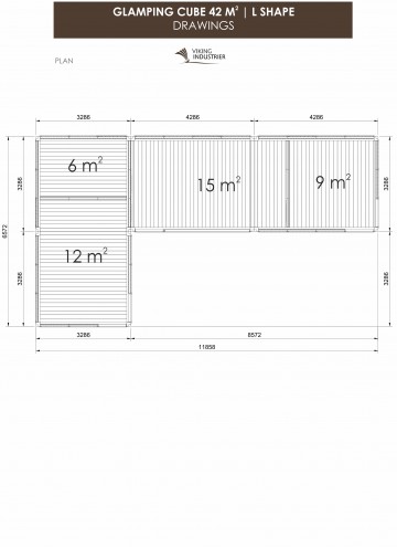 Glamping Cube 42 m2 | L shape PLAN