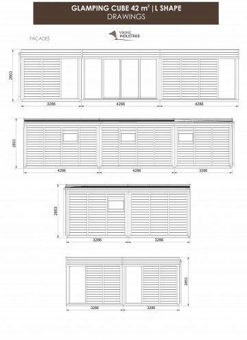 Glamping Cube 42 m2 | L shape