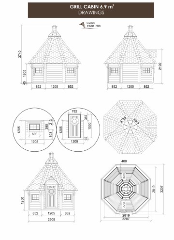 Grill Cabin 6.9 m2 drawings