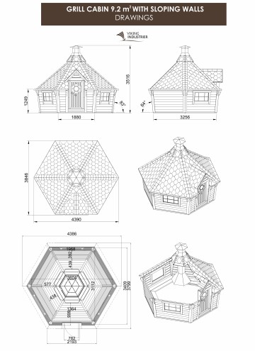 Grill Cabin 9.2 m² with Sloping Walls drawings
