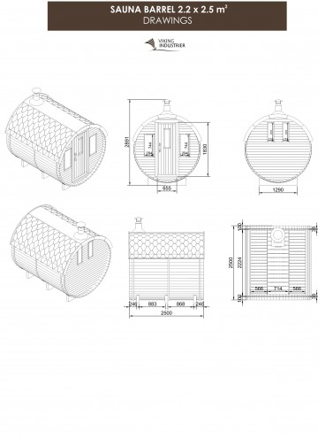 Sauna Barrel 2.2 x 2.5 m2 DRAWINGS (without terrace)