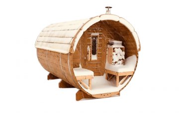 Sauna Barrel Ø1.9 x 3 m with Eco Friendly Roof