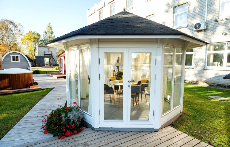 Pavilion with large windows