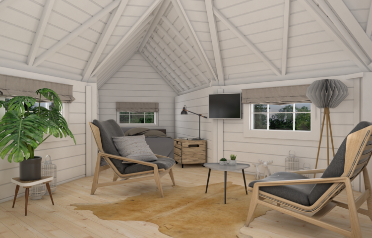 Camping cabin 9.2 with 2 extensions interior