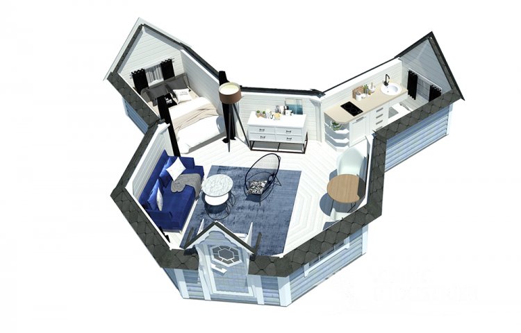 Camping Cabin 16.5 with two extensions inside