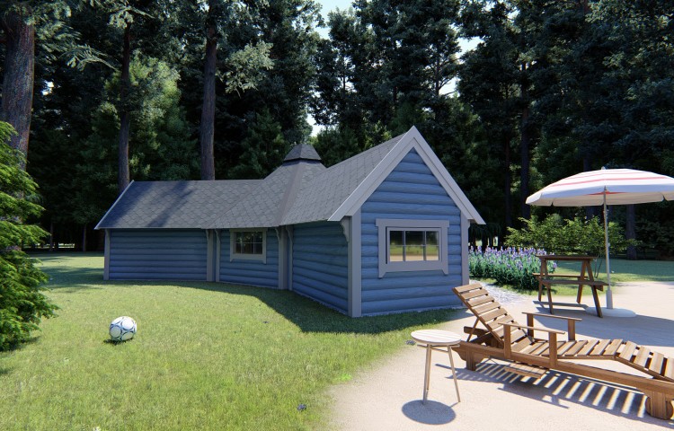 Camping cabin 9.2 with 2 extensions in rustic style