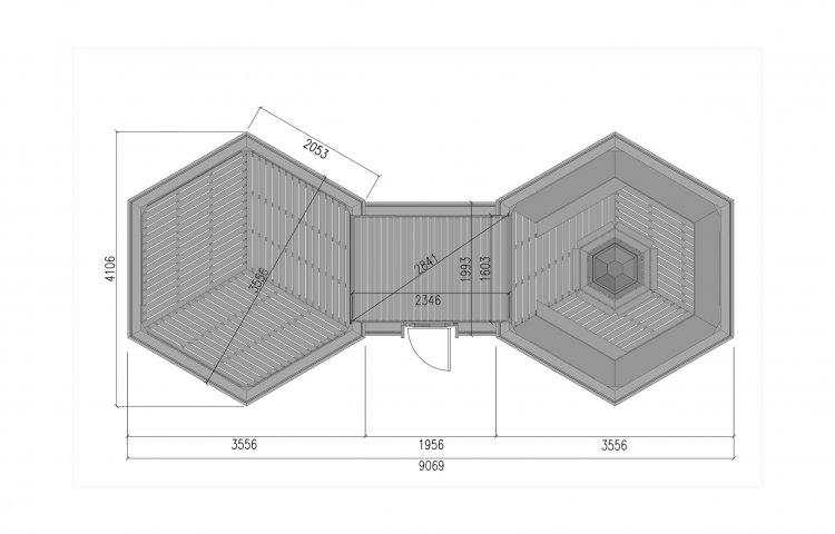 Grill Cabin 9.2 + 9.2 m² plan