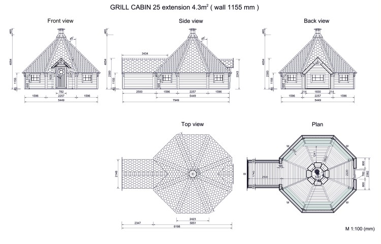Grill Cabin 25 with extension DRAWINGS