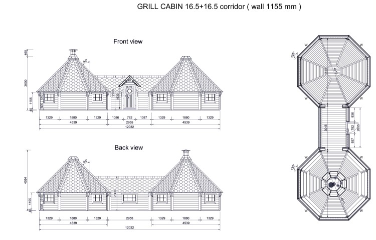 Grill Cabin 16.5 m² + 16.5 m² DRAWINGS