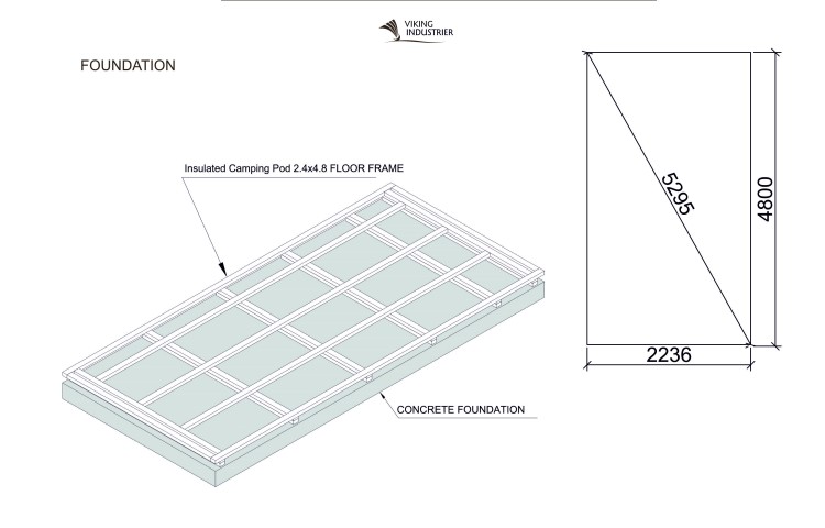 Insulated Camping pod 2.4 x 4.8 PLAN without terrace
