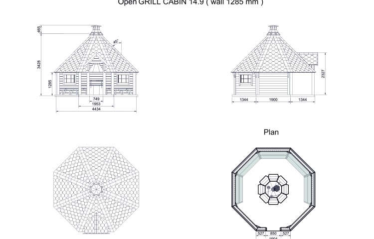 Open Grill Cabin 14.9 m² PLAN