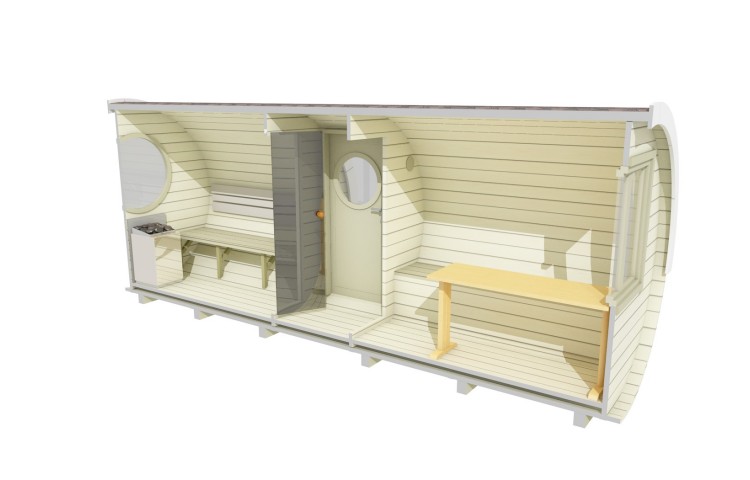 Sauna barrel with side entrance Visualisations 