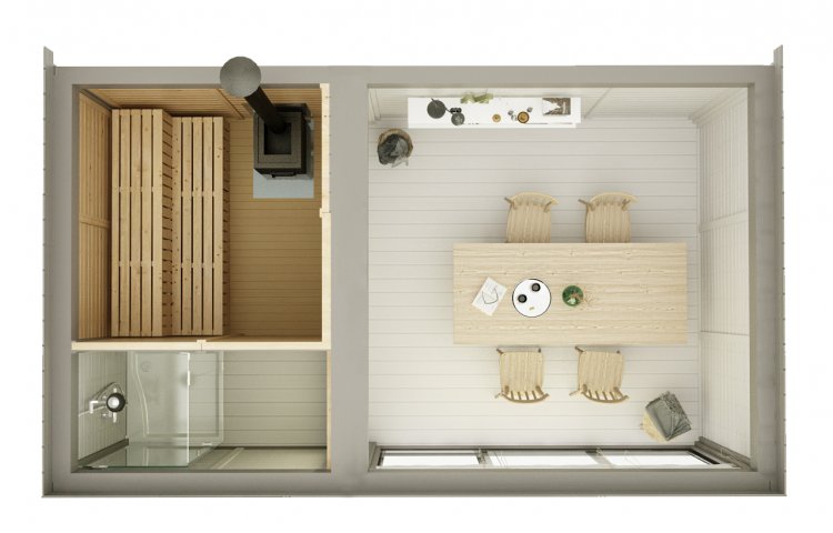 Sauna Cube 3 x 5 With Changing room plan