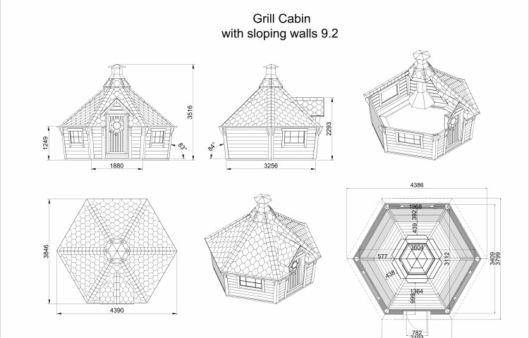 Grill Cabin 9.2 m² with Sloping Walls drawings