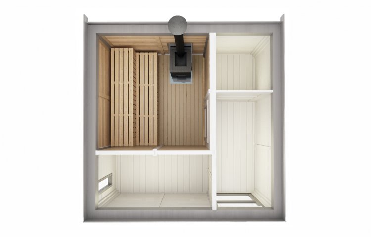 Sauna Cube 3 x 3 plan With Changing Room
