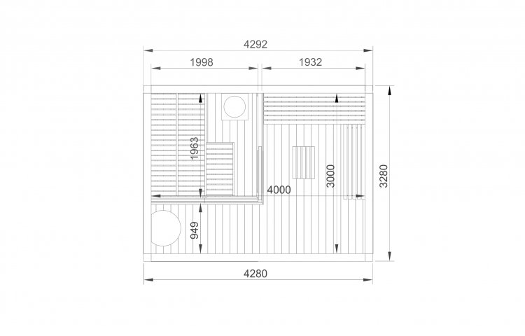 Sauna Cube 3x4 plan