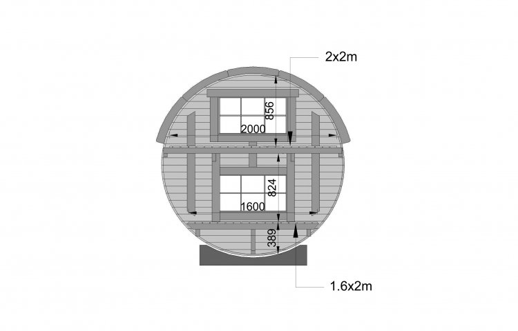 Sleeping Barrel Ø2.2 x 4.4 MAXI FAMILY SIZE cut view