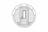 Standard wooden door with tempered glass window
