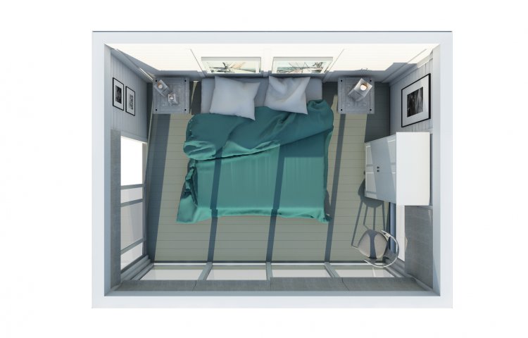 Insulated cube Hotel room 3x4 plan