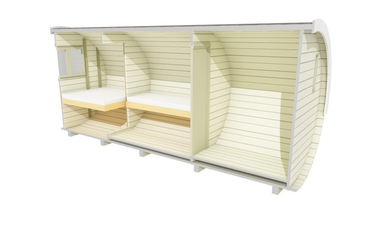 BARREL FOR SLEEPING-SIDE ENTRANCE Ø2.2 X 5.4 WITH FURNITURE